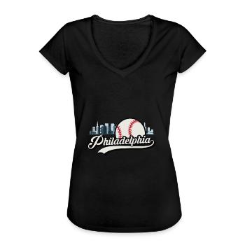 Philadelphia baseball skyline Philly USA sports - Women's Vintage T-Shirt - black - Front - Danielle (179cm)