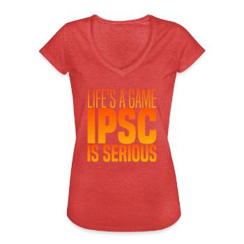 IPSC EST SÉRIEUX - T-shirt vintage Femme - rouge chiné - Devant - Danielle (179cm)