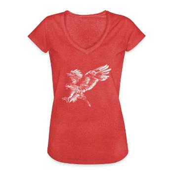Aigle royal - T-shirt vintage Femme - rouge chiné - Devant - Danielle (179cm)
