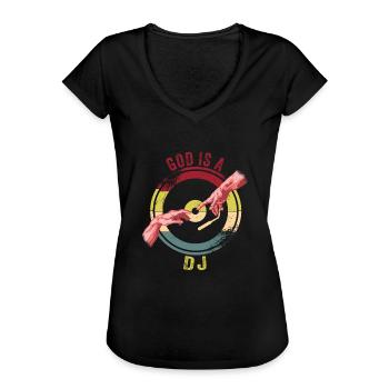 Festival - Frauen Vintage T-Shirt - Schwarz - Vorne - Danielle (179cm)
