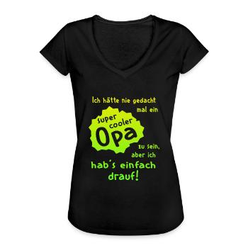 Opa - Super Cool - Frauen Vintage T-Shirt - Schwarz - Vorne - Danielle (179cm)