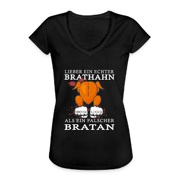 broiler best brathahn ddr falscher bratan bruder - Frauen Vintage T-Shirt - Schwarz - Vorne - Danielle (179cm)