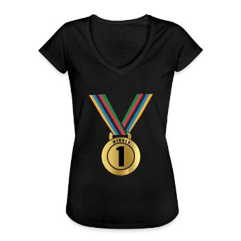 Winner - T-shirt vintage Femme - noir - Devant - Danielle (179cm)