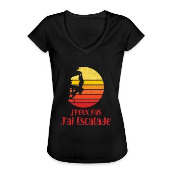 Je peux pas J'ai escalade - sport - humour - T-shirt vintage Femme - noir - Devant