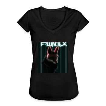 Renard Cyberpunk - T-shirt vintage Femme - noir - Devant - Danielle (179cm)