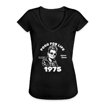 50. Geburtstag Pogo for life since 06/1975 - Frauen Vintage T-Shirt - Schwarz - Vorne - Danielle (179cm)