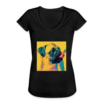 Pop Art - Vrouwen Vintage T-shirt - zwart - Voor - Danielle (179cm)