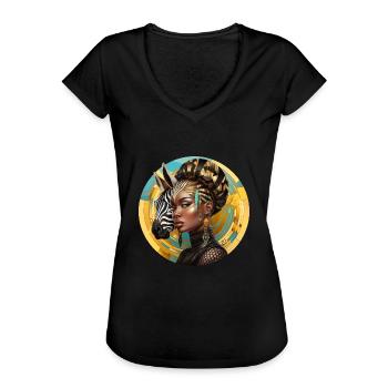 Portrait Frau Afrika Power Geschenk Afrika Fans - Frauen Vintage T-Shirt - Schwarz - Vorne - Danielle (179cm)