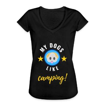 Meine Hunde lieben Camping! - Frauen Vintage T-Shirt - Schwarz - Vorne - Danielle (179cm)