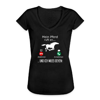 Mein Pferd ruft an Reiter Reitsport Geschenk - Frauen Vintage T-Shirt - Schwarz - Vorne