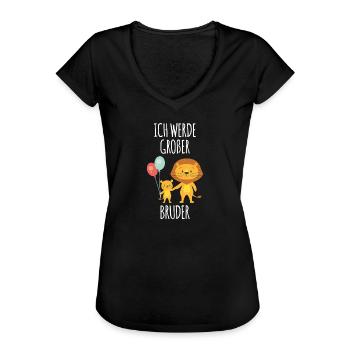 Ich werde großer Bruder Geschwister Geschenk - Frauen Vintage T-Shirt - Schwarz - Vorne