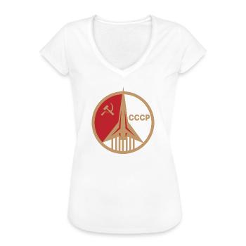 UDSSR Sputnik Sovjet Rakete - Frauen Vintage T-Shirt - Schwarz - Vorne - Danielle (179cm)