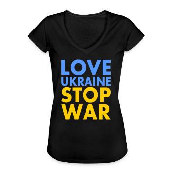 Love ukraine stop war - T-shirt vintage Femme - noir - Devant - Danielle (179cm)