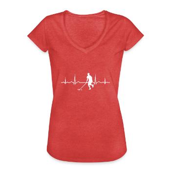Floorball Innebandy Jeux de floorball Hommes - T-shirt vintage Femme - rouge chiné - Devant - Danielle (179cm)