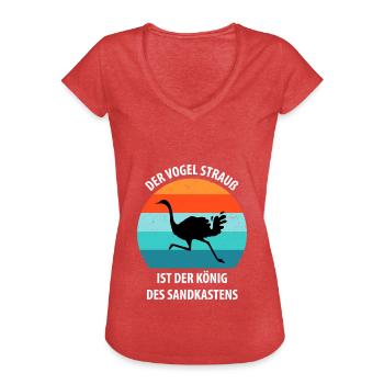 Strauß Ostrich Vogel Strauß Ornithologie - Frauen Vintage T-Shirt - Rot meliert - Vorne - Danielle (179cm)