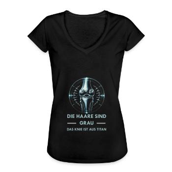 Knie Arthrose künstliches Gelenk - Frauen Vintage T-Shirt - Schwarz - Vorne - Danielle (179cm)