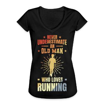 Läufer Großvater - Frauen Vintage T-Shirt - Schwarz - Vorne
