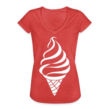 Croquis de glace - T-shirt vintage Femme - rouge chiné - Devant - Danielle (179cm)