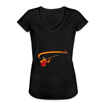 Trapschießen Skeet Tontaubenschießen - Frauen Vintage T-Shirt - Schwarz - Vorne - Danielle (179cm)