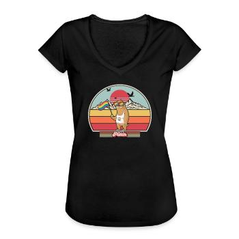 Stolz Faultier LGBT-Druck. Retro Style Grafik - Frauen Vintage T-Shirt - Schwarz - Vorne