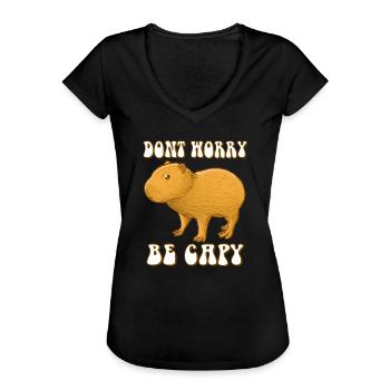 Capybara baby don't Worry be Capy - Frauen Vintage T-Shirt - Schwarz - Vorne - Danielle (179cm)