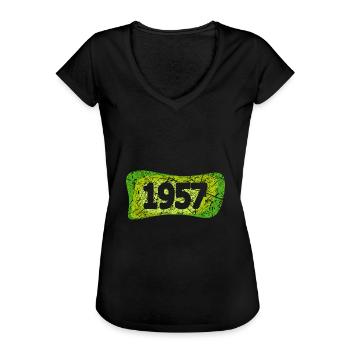 1957 - Frauen Vintage T-Shirt - Schwarz - Vorne - Danielle (179cm)