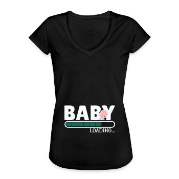 Het laden van de baby - Zwangerschap - Vrouwen Vintage T-shirt - zwart - Voor