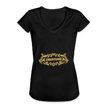 Golden Name au look vintage Christiane - T-shirt vintage Femme - noir - Devant - Danielle (179cm)