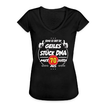 70 Jahre Geburtstag Geiles Stück DNA Geschenk - Frauen Vintage T-Shirt - Schwarz - Vorne - Danielle (179cm)