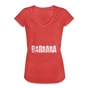 Barbara Schriftzug - Frauen Vintage T-Shirt - Rot meliert - Vorne - Danielle (179cm)