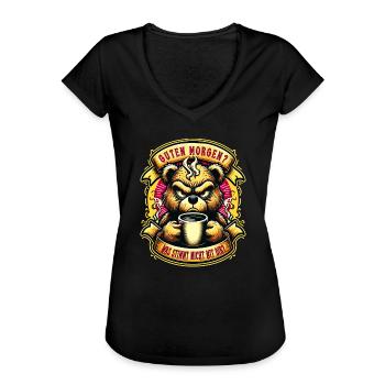 Guten Morgen Teddybär Morgenmuffel Lustiger Spruch - Frauen Vintage T-Shirt - Schwarz - Vorne - Danielle (179cm)