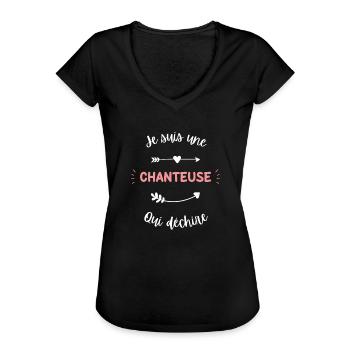 Je suis une Chanteuse qui déchire - T-shirt vintage Femme - noir - Devant - Danielle (179cm)