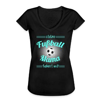 Fußball Mama Fußball Mutti Fussball Mami - Frauen Vintage T-Shirt - Schwarz - Vorne - Danielle (179cm)