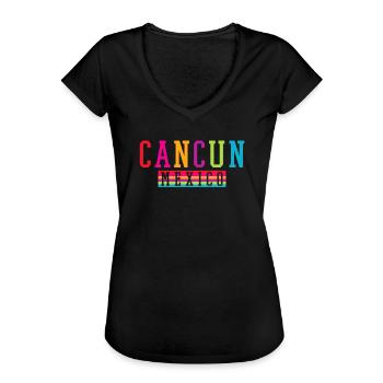 Cancun Mexique Île de la plage - T-shirt vintage Femme - noir - Devant - Danielle (179cm)