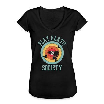 Flache Erde Verschwörungsgesellschaft - Frauen Vintage T-Shirt - Schwarz - Vorne - Danielle (179cm)