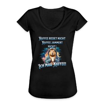 Kaffee redet nicht lustiger Kaffee Spruch - Frauen Vintage T-Shirt - Schwarz - Vorne - Danielle (179cm)