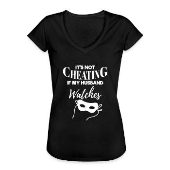 Threesome Swinger Gift Hotwife Not Cheating - Women's Vintage T-Shirt - black - Front - Danielle (179cm)