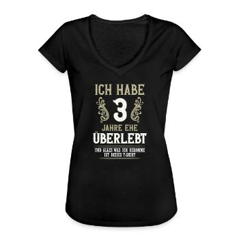 3 Jahre Verheiratet Lederne Hochzeit Geschenk - Frauen Vintage T-Shirt - Schwarz - Vorne - Danielle (179cm)