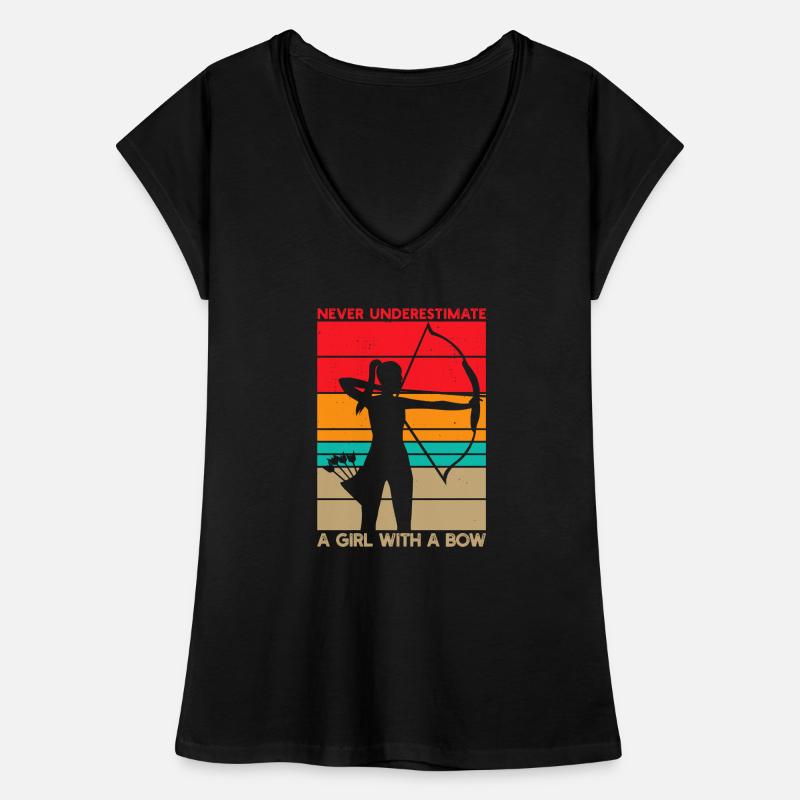 Unterschätze niemals ein Mädchen mit einem Bogenbogenschießen Frauen Vintage T-Shirt