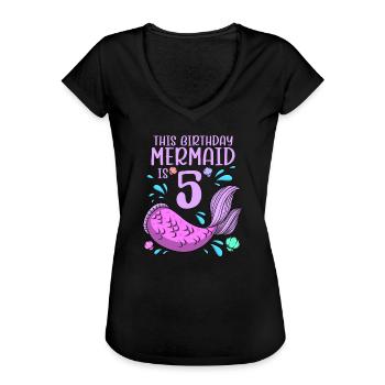 Meerjungfrau Geburtstag für Mädchen 5. Geburtstag - Frauen Vintage T-Shirt - Schwarz - Vorne