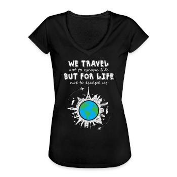 World Traveler - Frauen Vintage T-Shirt - Schwarz - Vorne - Danielle (179cm)