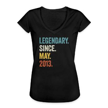 10e anniversaire 10 ans légendaires depuis mai 2013 - T-shirt vintage Femme - noir - Devant - Danielle (179cm)