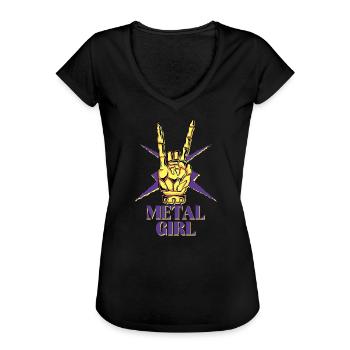 Metallic Girl Chick Rock Mom - Women's Vintage T-Shirt - black - Front - Danielle (179cm)