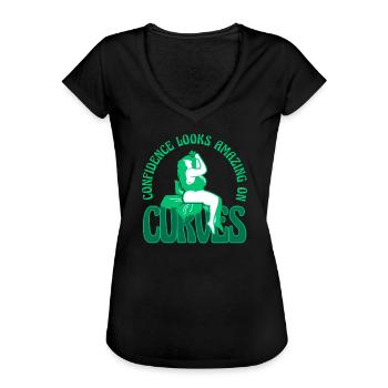 Curvy Chick Body Acceptance - Women's Vintage T-Shirt - black - Front - Danielle (179cm)
