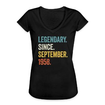66. Geburtstag 66 Jahre Legendary September 1958 - Frauen Vintage T-Shirt - Schwarz - Vorne - Danielle (179cm)
