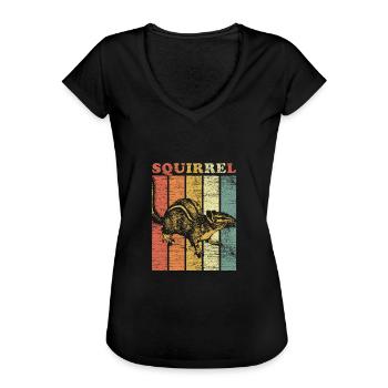 Écureuil noix forêt arbre animal cadeau vintage - T-shirt vintage Femme - noir - Devant - Danielle (179cm)