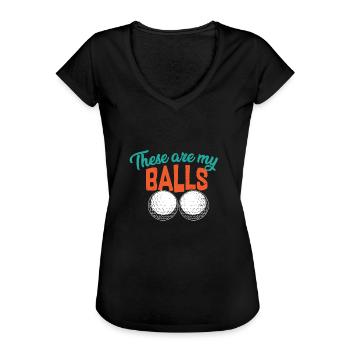 balle de golf - T-shirt vintage Femme - noir - Devant - Danielle (179cm)