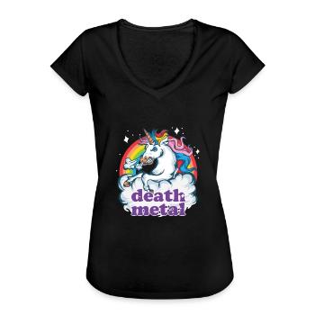 Death Metal Unicorn Gift Heavy Music Unicorn - Women's Vintage T-Shirt - black - Front - Danielle (179cm)