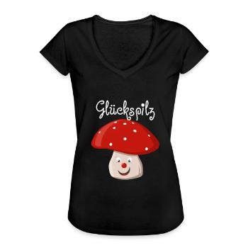 Glückspilz - Frauen Vintage T-Shirt - Schwarz - Vorne - Danielle (179cm)