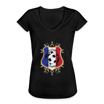 France Flag National Colours Paris Football - Women's Vintage T-Shirt - black - Front - Danielle (179cm)